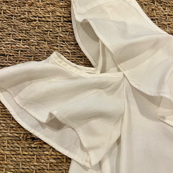 MADEWELL - One-shoulder Ruffle Top Blouse White, Size 0 - Picture 6 of 10